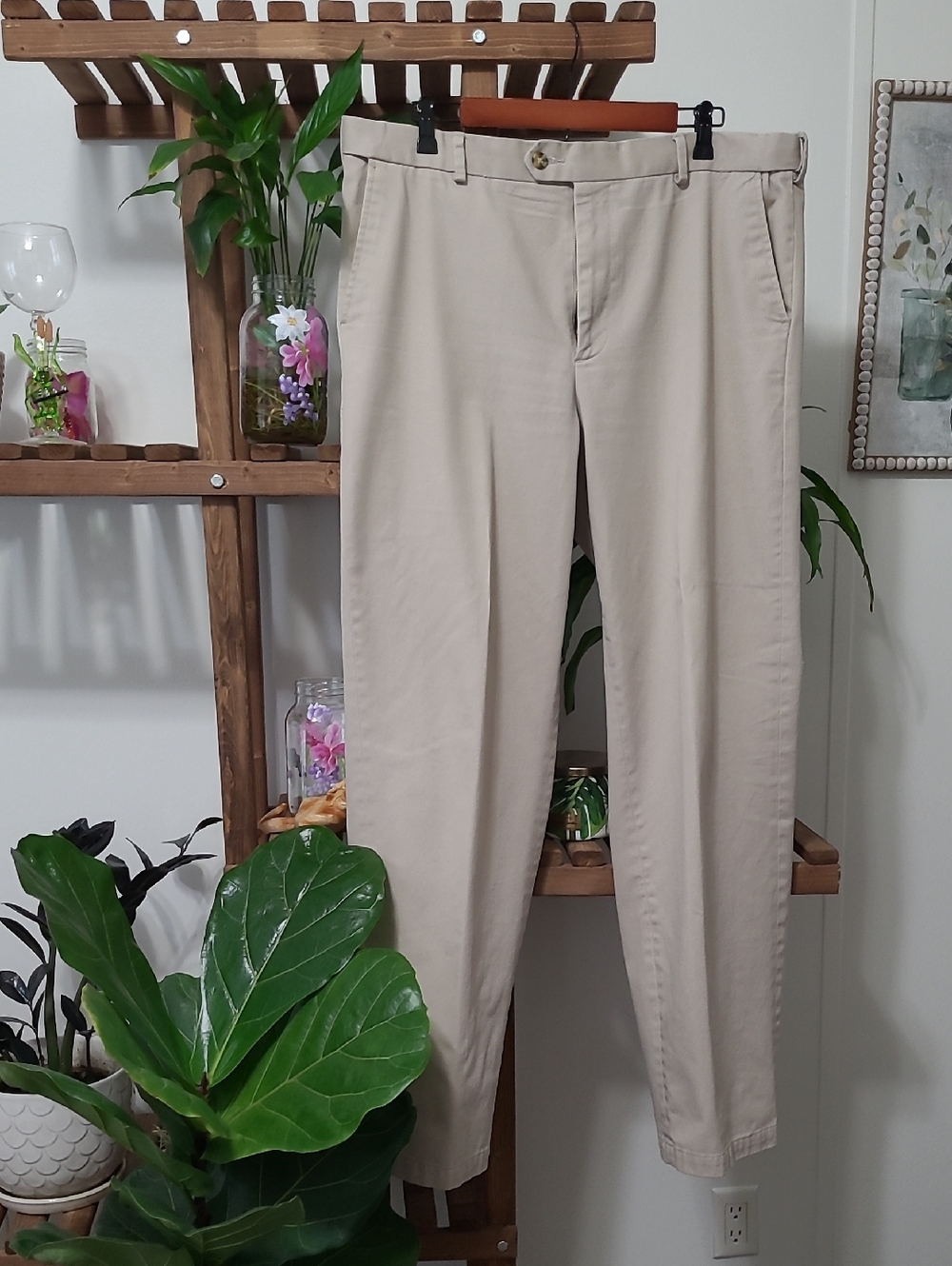 38x34 Men's Flat Front Khaki Dress Pants